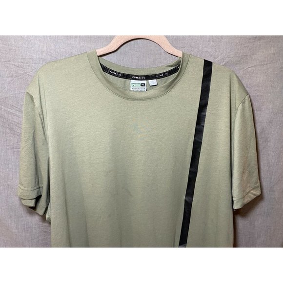 Puma EVO Shirt Adult XXL Green Black Striped Pullover Short Sleeve Tee Mens - Picture 2 of 9